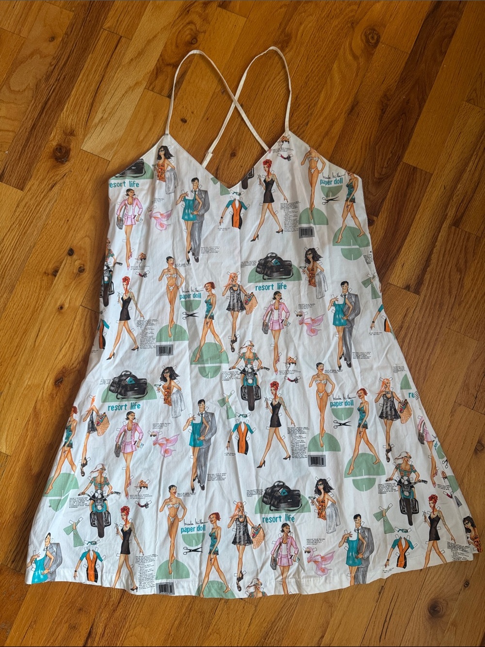 Rare Vintage Nicole Miller Paper Doll Print Dress in Cotton Size M